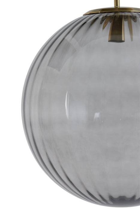 Hanglamp 40 cm MAGDALA glas lichtgrijs+goud-Hanglampen-Light & Living