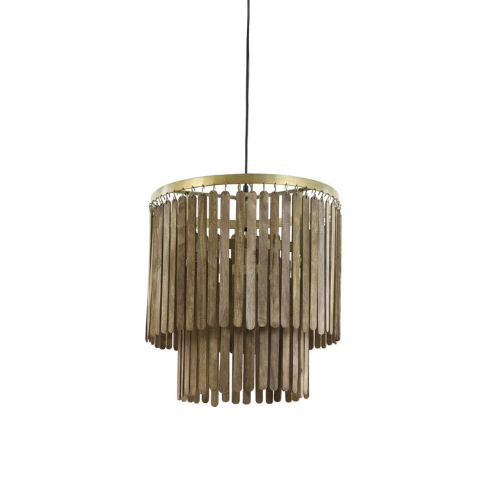 Hanglamp 45x43 cm GULARO hout bruin+brons-Hanglampen-Light & Living