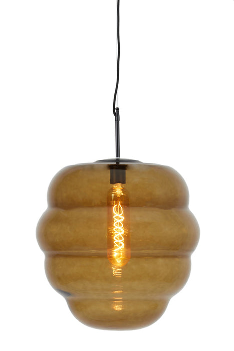 Hanglamp 45x48 cm MISTY glas bruin+mat zwart-Hanglampen-Light & Living