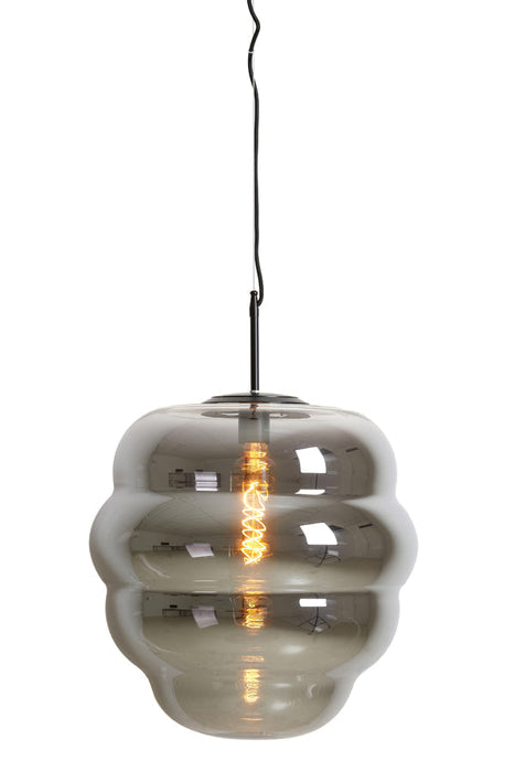 Hanglamp 45x48 cm MISTY rookglas+mat zwart-Hanglampen-Light & Living