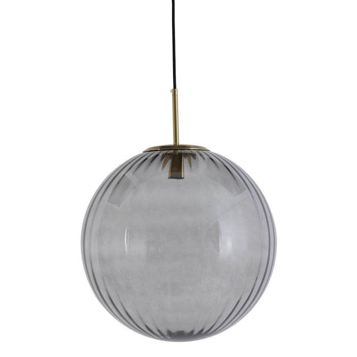 Hanglamp 48 cm MAGDALA glas lichtgrijs+goud-Hanglampen-Light & Living