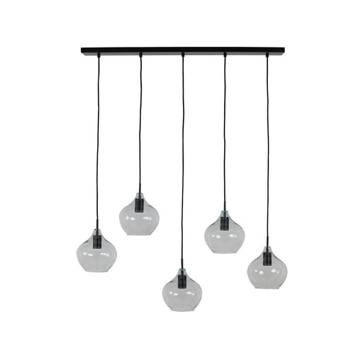 Hanglamp 5L 104x20x120 cm RAKEL mat zwart+helder-Hanglampen-Light & Living