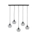 Hanglamp 5L 104x20x120 cm RAKEL mat zwart+helder-Hanglampen-Light & Living