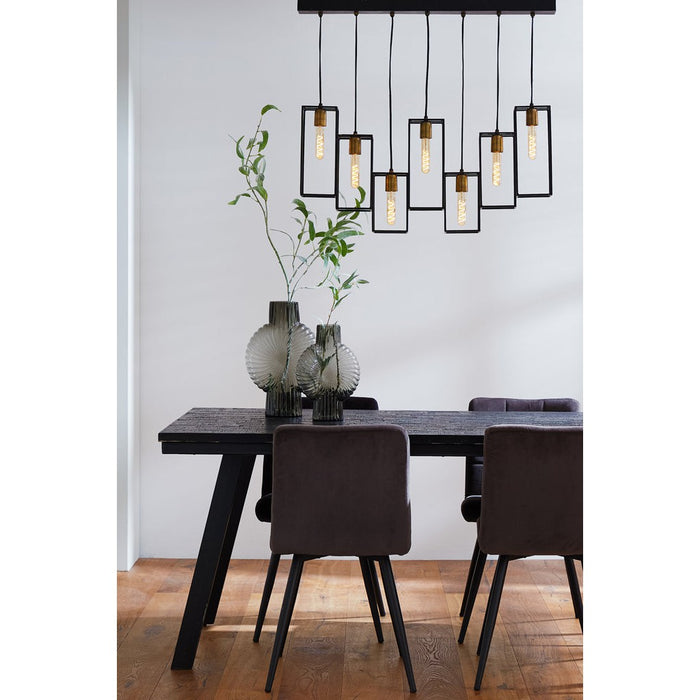 Hanglamp 7L 84x15x57 cm MARLEY mat zwart-antiek brons-Hanglampen-Light & Living