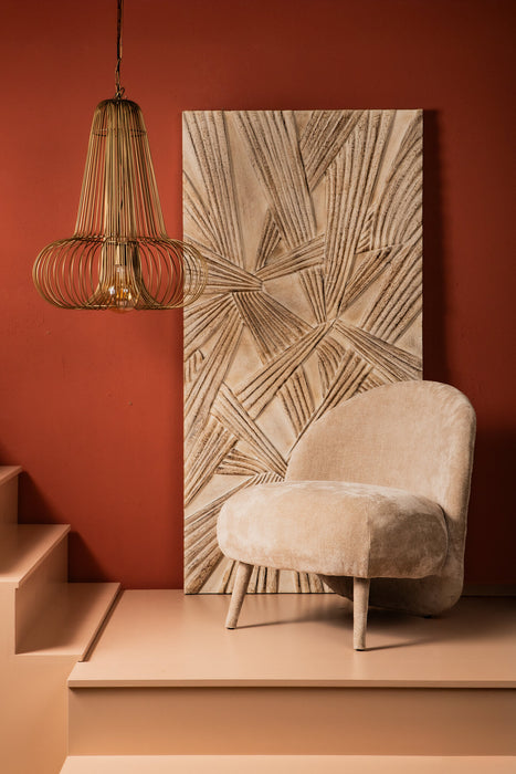 PTMD Aluesi hanglamp van messingkleurig ijzer met een opvallend lineair design, 55x55x65 cm groot.