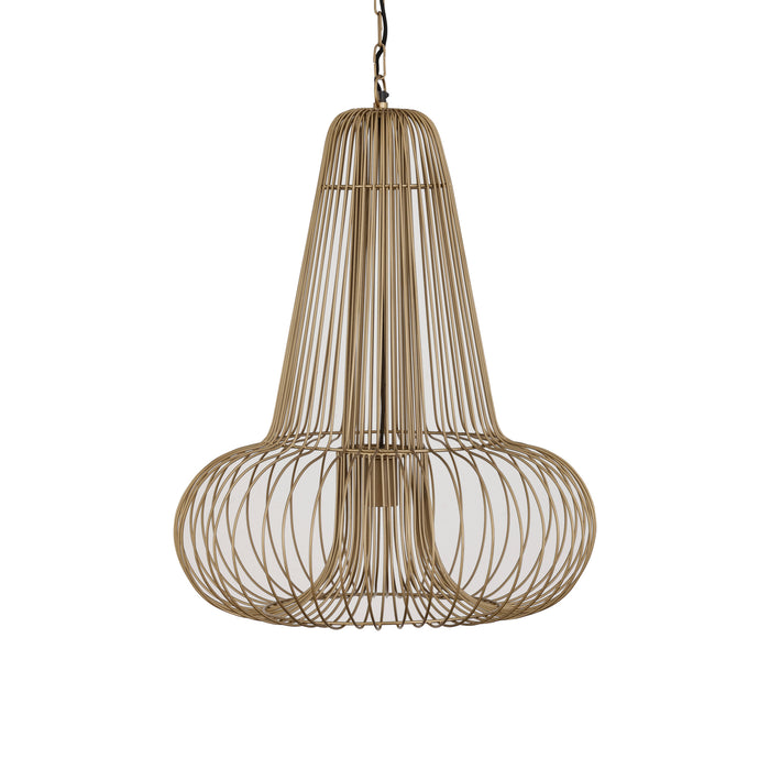 PTMD Aluesi hanglamp van messingkleurig ijzer met een strak, opengewerkt metalen design van 55x55x65 cm.