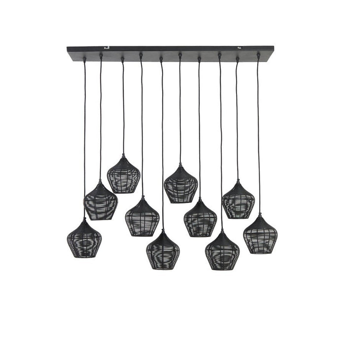 Hanglamp Alvaro - Zwart - 120x25x29,5cm - 10L-Hanglampen-Light & Living