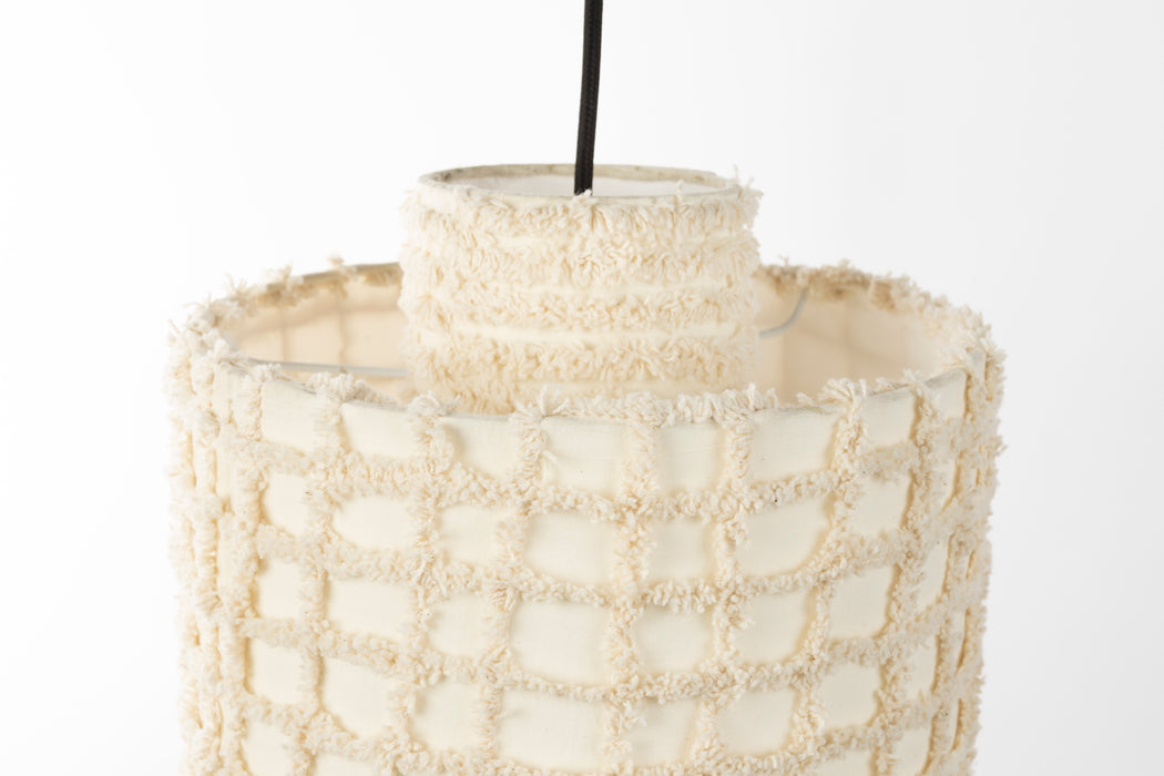 Hanglamp Arjun Wide Katoen Beige Ø25x30 cm E27-Tafellampen-Creating Home