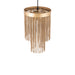 Goudkleurige PTMD hanglamp Brenton van 30 cm met een rond ijzeren armatuur en decoratieve metalen kettingen.