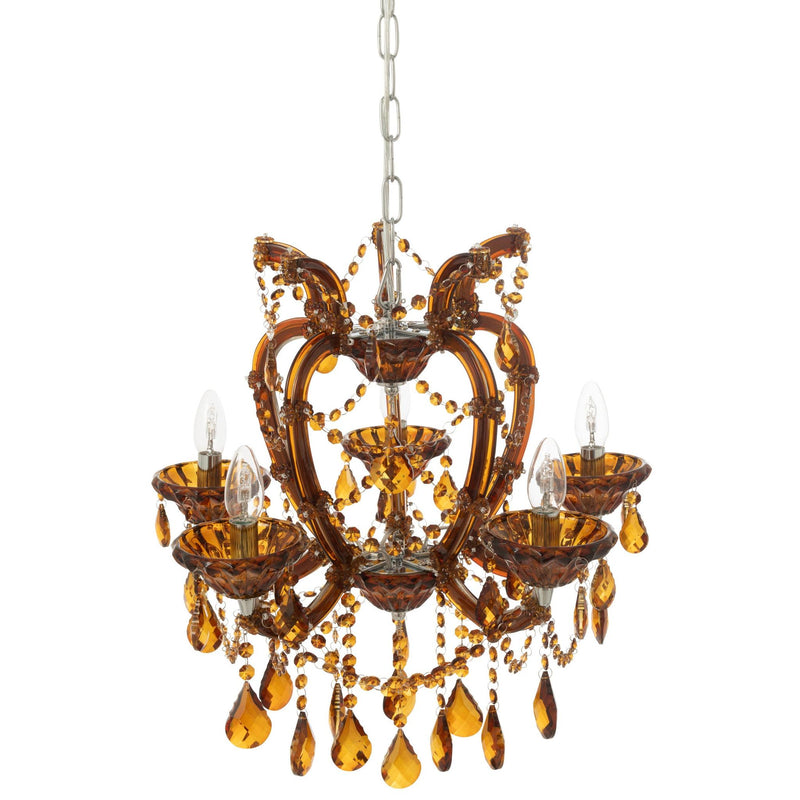 Hanglamp Bruin Ijzer Antiek 53 cm 53x53x57 cm-Hanglampen-J-Line
