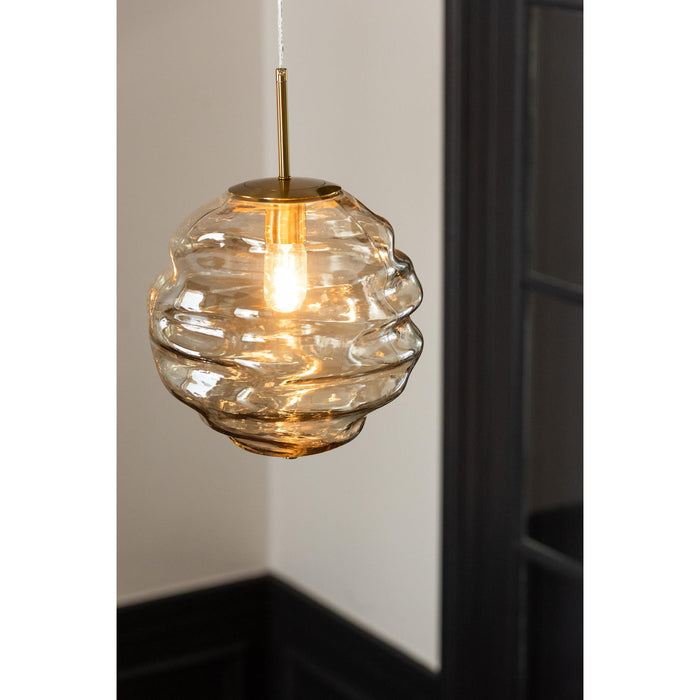 Hanglamp Cognac Glas 30 cm 30x30x34 cm-Hanglampen-J-Line