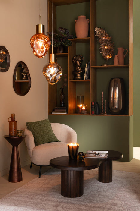 Hanglamp Goud metaal/glas grijs-Hanglampen-J-Line