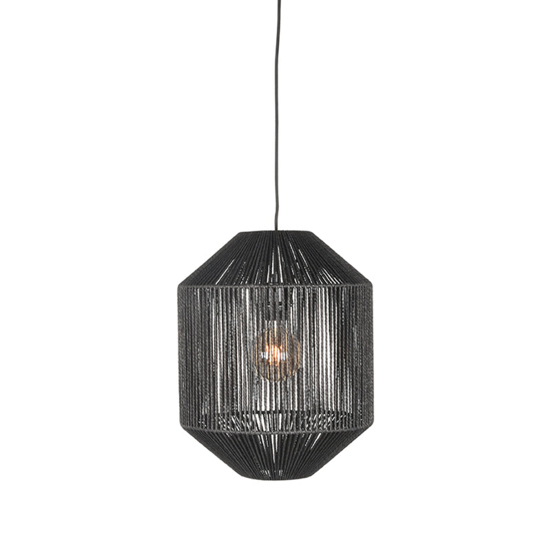 Hanglamp Ibiza Cilinder Jute Zwart 33x33x162 cm-Hanglampen-LABEL51