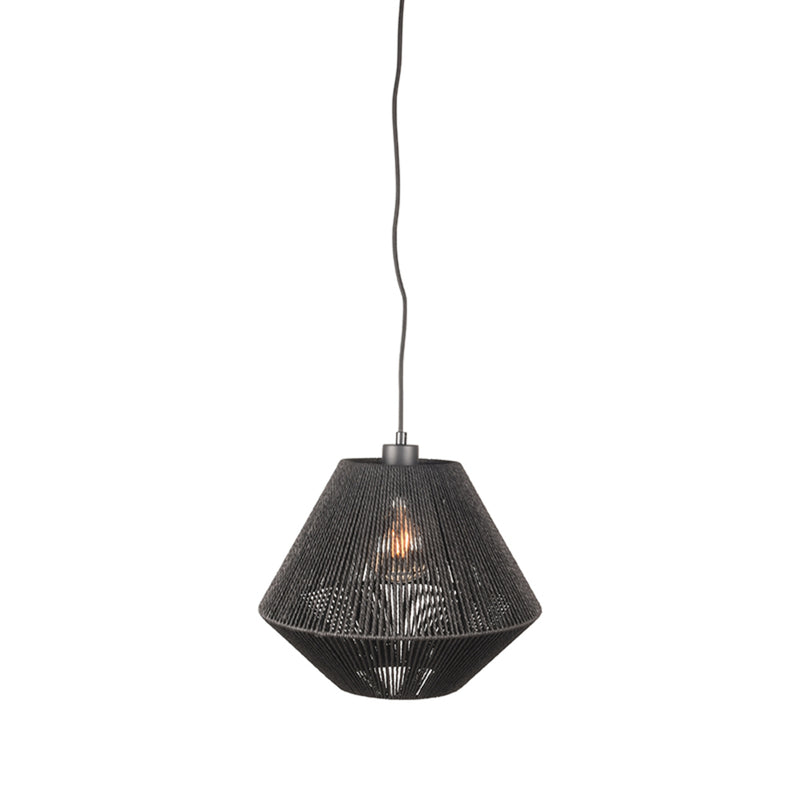 Hanglamp Ibiza Jute Zwart 25x25x150 cm-Hanglampen-LABEL51