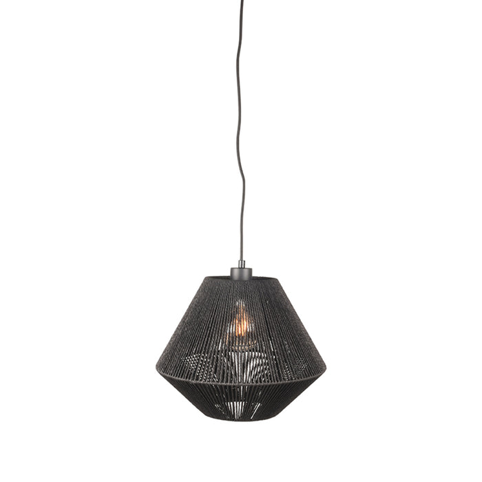 Hanglamp Ibiza Jute Zwart 25x25x150 cm-Hanglampen-LABEL51
