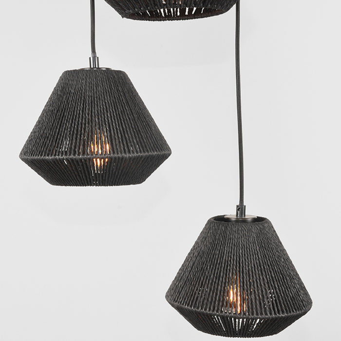 Hanglamp Ibiza Jute Zwart 30x30x150 cm-Hanglampen-LABEL51