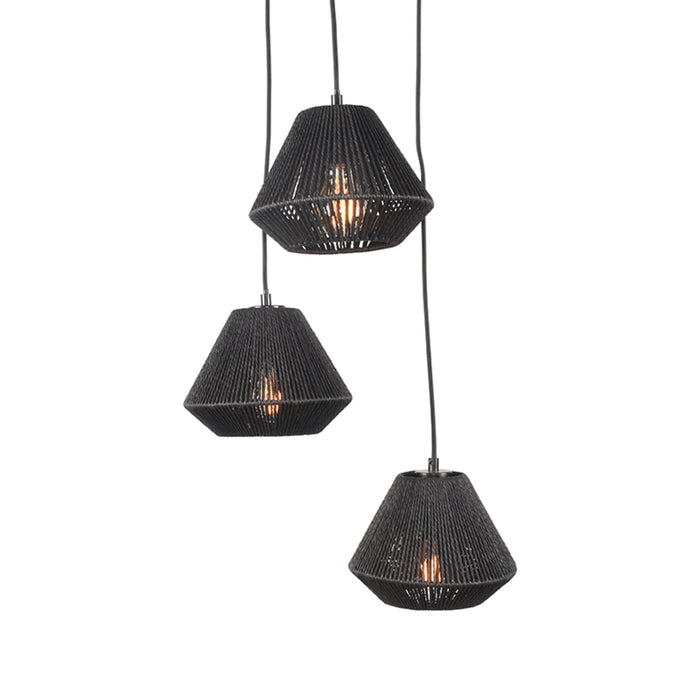 Hanglamp Ibiza Jute Zwart 30x30x150 cm-Hanglampen-LABEL51
