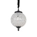 Grijze glazen hanglamp Jaris van 51 cm met decoratieve kristallen details en zwarte accenten.