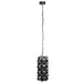 PTMD Jaye zwarte hanglamp van 153 cm met een cilindervormig design van ijzeren cirkels aan een ketting.