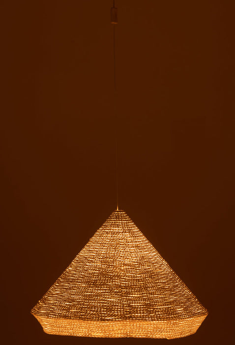 Hanglamp Konisch raffia wit large-Hanglampen-J-Line