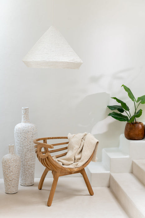 Hanglamp Konisch raffia wit large-Hanglampen-J-Line