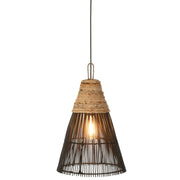 Hanglamp Lampenkap Zwart Rotan 32 cm 31.5x31.5x42 cm-Hanglampen-J-Line