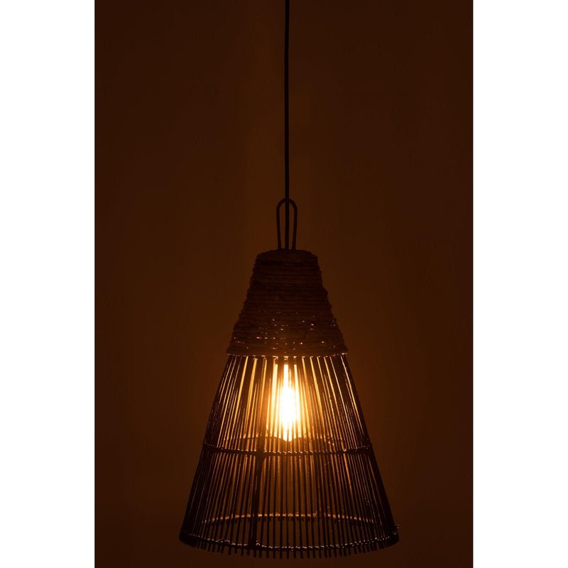 Hanglamp Lampenkap Zwart Rotan 32 cm 31.5x31.5x42 cm-Hanglampen-J-Line