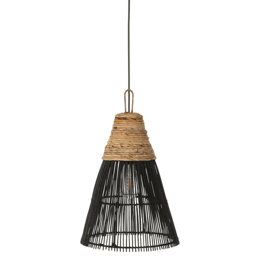 Hanglamp Lampenkap Zwart Rotan 32 cm 31.5x31.5x42 cm-Hanglampen-J-Line