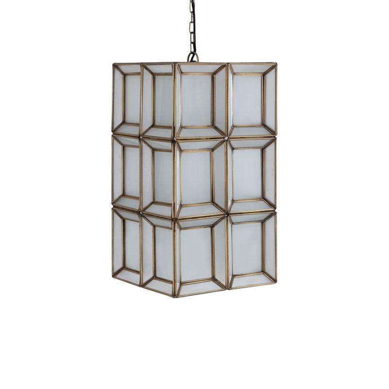 Hanglamp Layra Milk Glas Wit 24x24x45 cm-Hanglampen-PTMD