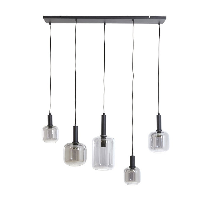 Hanglamp Lekar - Smoke Glas - 110x22x32cm - 5L-Hanglampen-Light & Living