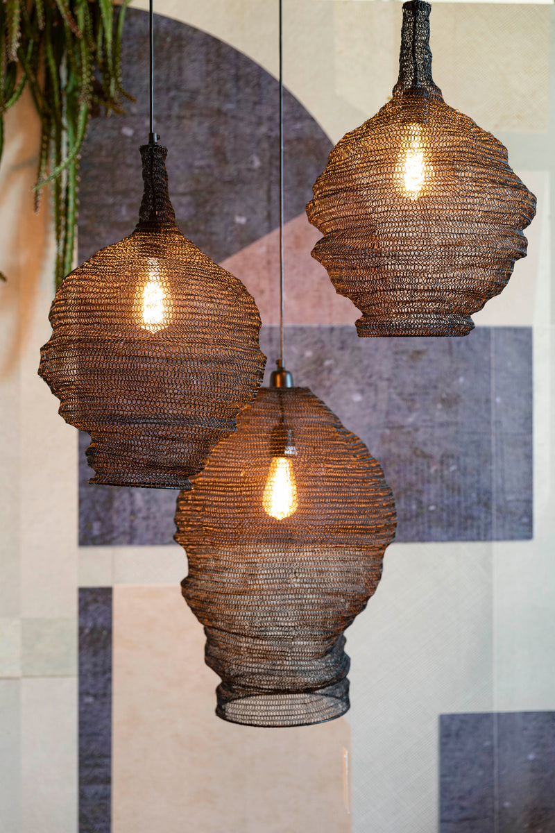 Hanglamp Lena Fijne Iron Zwart 37x37x155 cm-Hanglampen-Creating Home