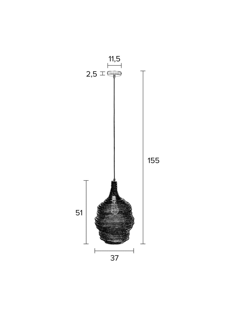Hanglamp Lena Fijne Iron Zwart 37x37x155 cm-Hanglampen-Creating Home