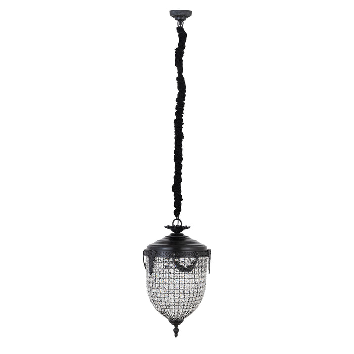 PTMD Lidde hanglamp van 70 cm met grijs glas en een decoratief ovaal ontwerp.