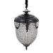PTMD Lidde hanglamp van 82 cm met een ovaal ontwerp van grijs glas en decoratieve zwarte metalen details.