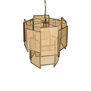 Hanglamp Loucas Brass Glas Geel 42x42x48 cm-Hanglampen-PTMD