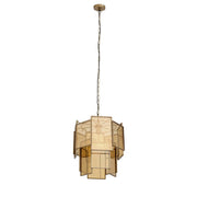 Hanglamp Loucas Brass Glas Geel 42x42x48 cm-Hanglampen-PTMD