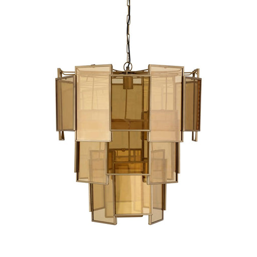 Hanglamp Loucas Brass Glas Geel 56x56x72 cm-Hanglampen-PTMD