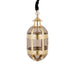 Ovale PTMD hanglamp Mikk van 71 cm met geel glas en een decoratief messingkleurig metalen frame.