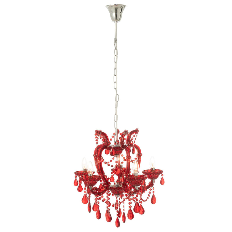 Hanglamp Rood Ijzer Antiek 53 cm 53x53x57 cm-Hanglampen-J-Line