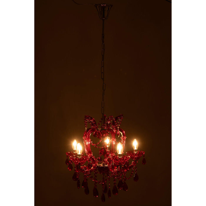 Hanglamp Rood Ijzer Antiek 53 cm 53x53x57 cm-Hanglampen-J-Line