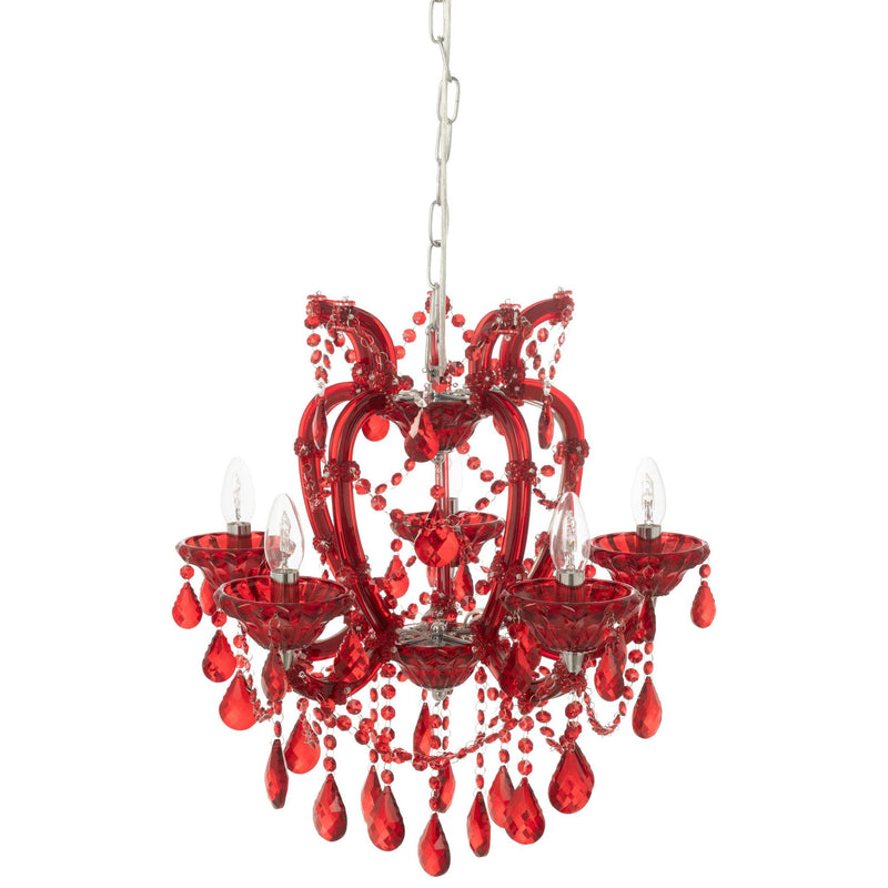 Hanglamp Rood Ijzer Antiek 53 cm 53x53x57 cm-Hanglampen-J-Line