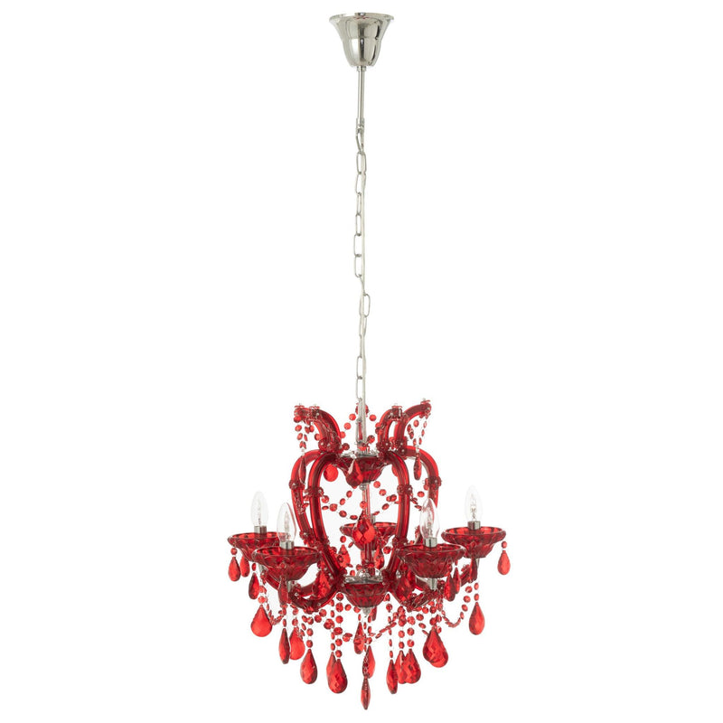Hanglamp Rood Ijzer Antiek 53 cm 53x53x57 cm-Hanglampen-J-Line
