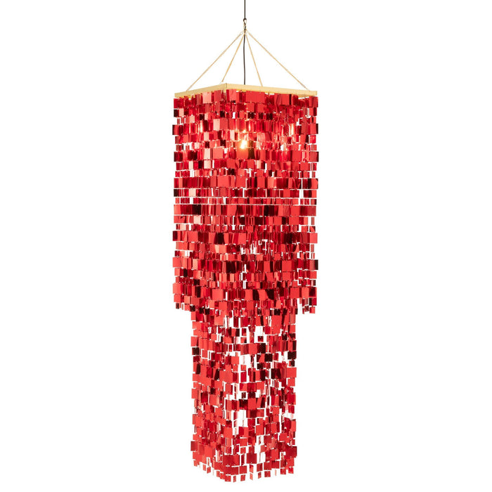 Hanglamp Rood Pvc Vierkant 50 cm-Hanglampen-J-Line