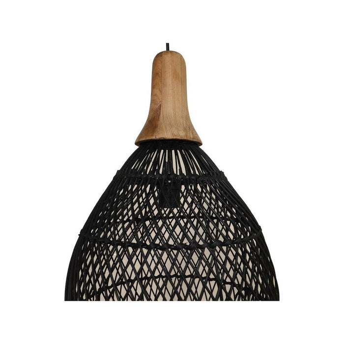 Hanglamp Rotan - 34x34x58 - Zwart/naturel - Rotan/teak-Hanglampen-HSM Collection