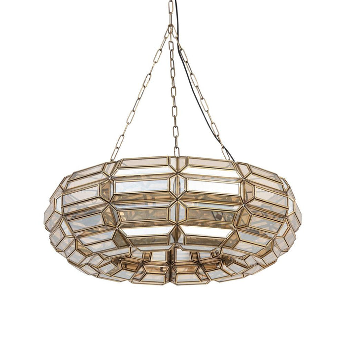 Hanglamp Thyro Antiek Messing Glas Amber Donut Lamp-Hanglampen-PTMD