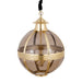 Grote ronde PTMD hanglamp van goudkleurig messing en glas, 66x66x91 cm, met een stijlvol en decoratief bolontwerp.