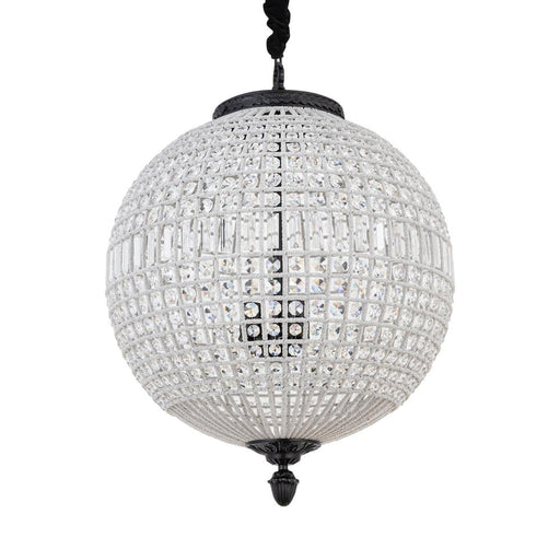 Hanglamp Tijdloze Uit Kristal, Glas, Metaal Grijs 65x65x85 cm-Hanglampen-PTMD