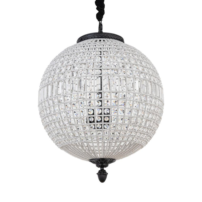 Hanglamp Tijdloze Uit Kristal, Glas, Metaal Grijs 65x65x85 cm-Hanglampen-PTMD