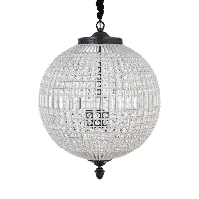 Hanglamp Tijdloze Uit Kristal, Glas, Metaal Grijs 65x65x85 cm-Hanglampen-PTMD