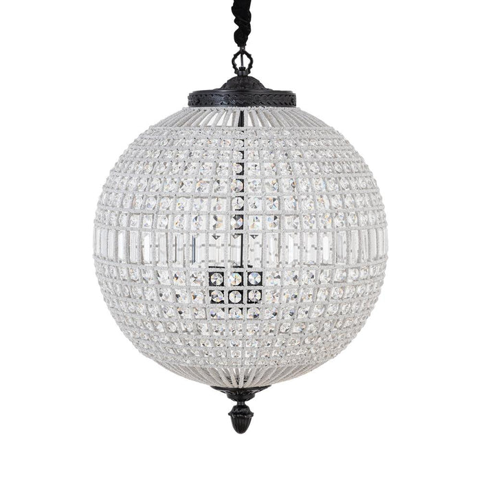 Hanglamp Tijdloze Uit Kristal, Glas, Metaal Grijs 65x65x85 cm-Hanglampen-PTMD